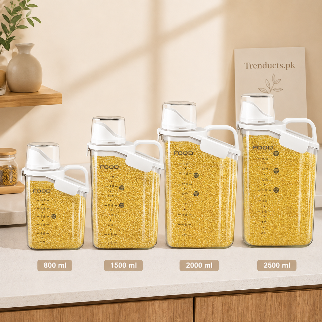 Premium Cereal Dispenser - Grain Jar with Measuring Cup