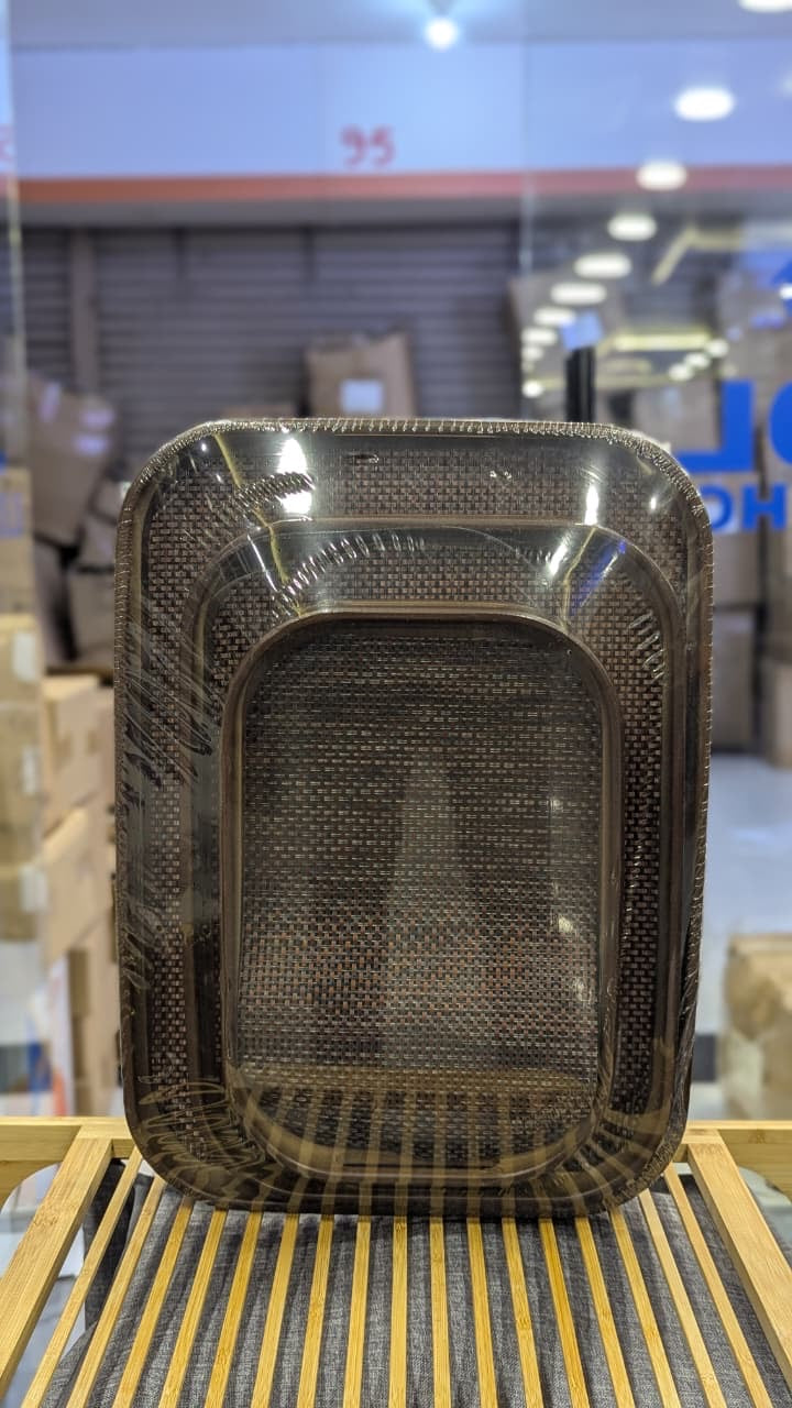 Charcoal Fine-Weave 3-Piece Serving Tray Set