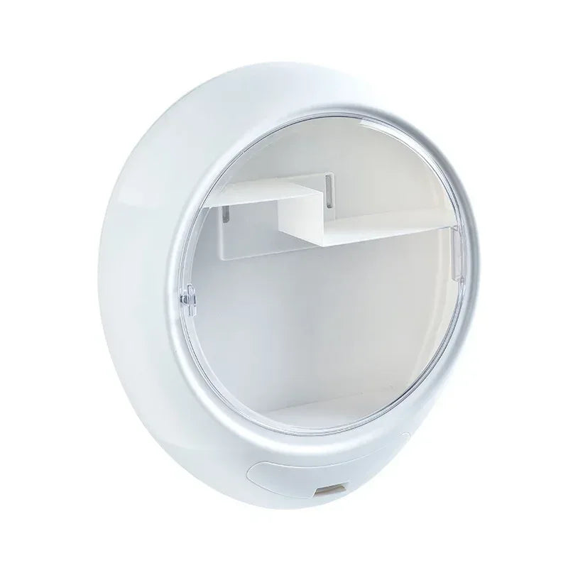 Round Cosmetic Storage Box with Clear Door - Clarify.pk