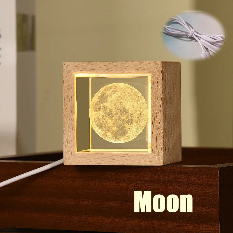 Crystal Bedside Lamp for Bedroom with Solid Wood Frame - Clarify.pk