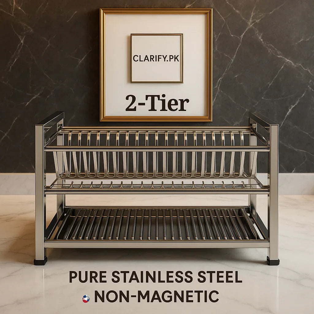 Pure Stainless Steel Dish & Plate Rack – Square Style - Clarify.pk