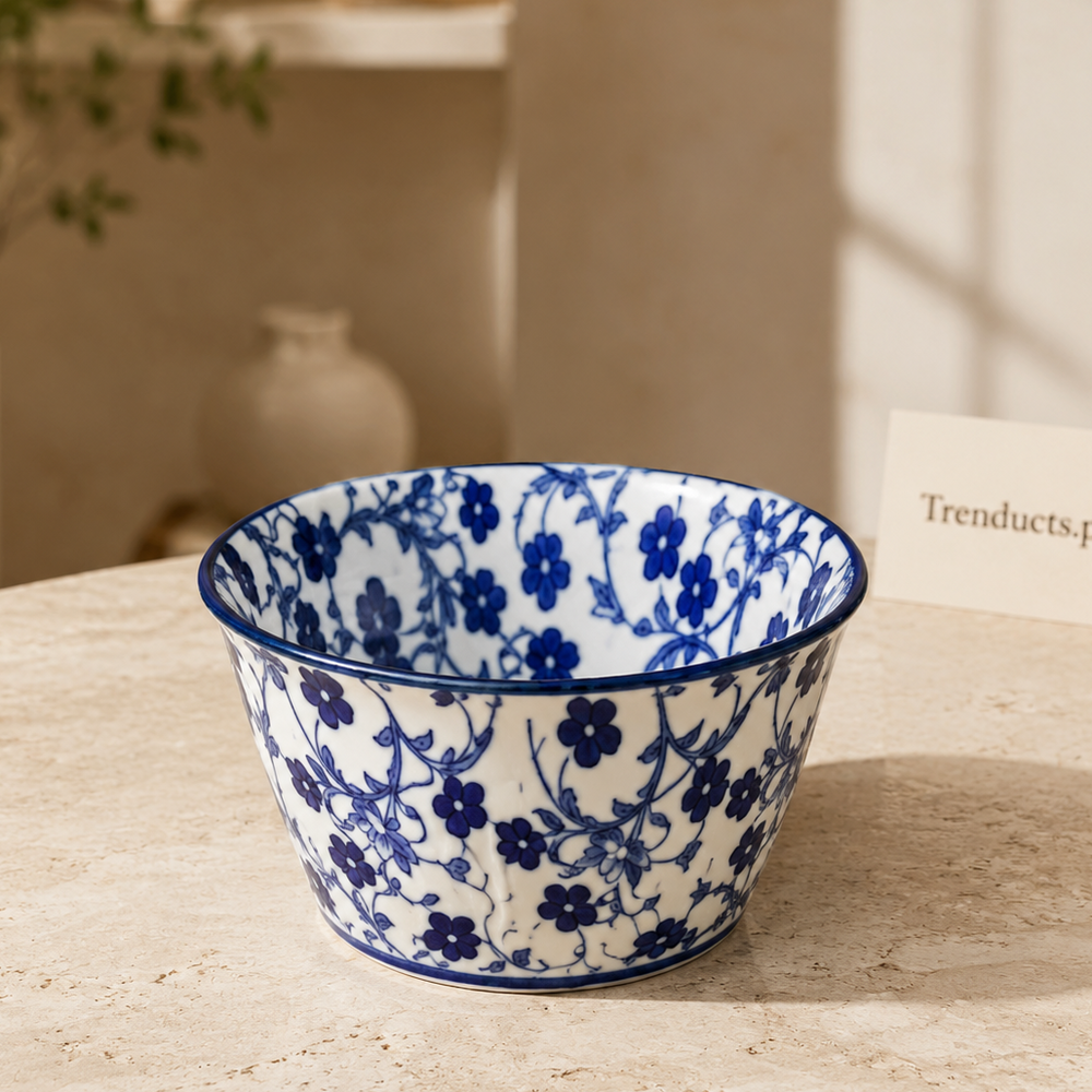Danny Home Blue Flower Cake Bowl - 3.75 Inch