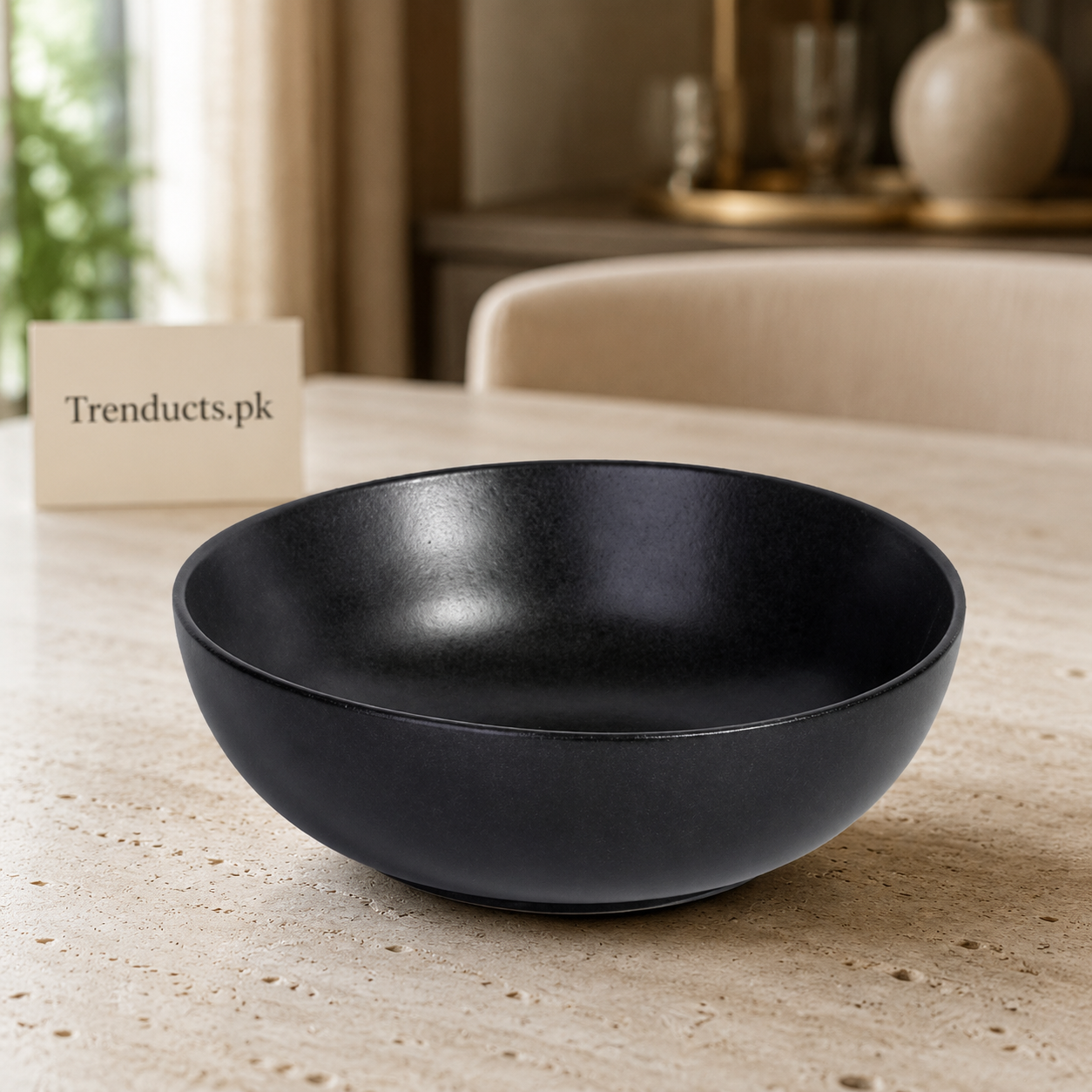 Danny Home Matte Black Salad Bowl - 8 Inch