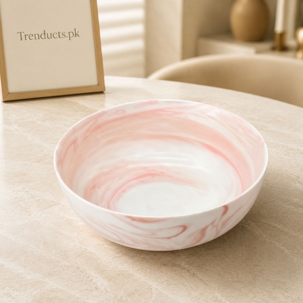 Danny Home Pink Swirl Salad Bowl