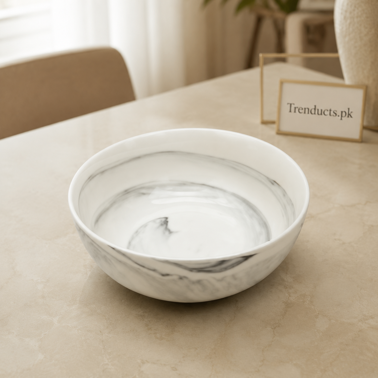 Danny Home White Swirl Salad Bowl - 8 Inch