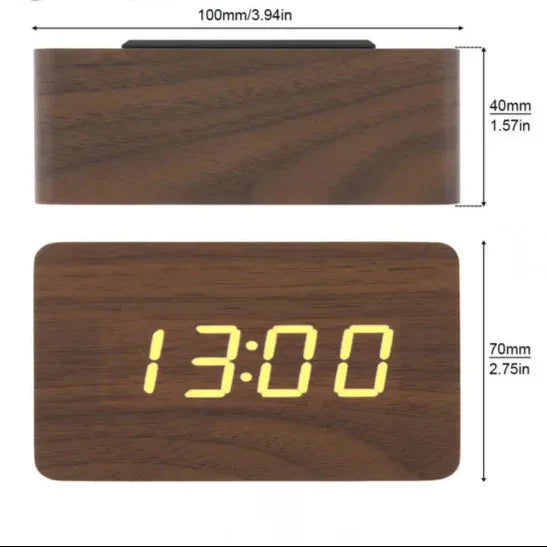 Digital Wooden Alarm Clock with LED Display - Clarify.pk