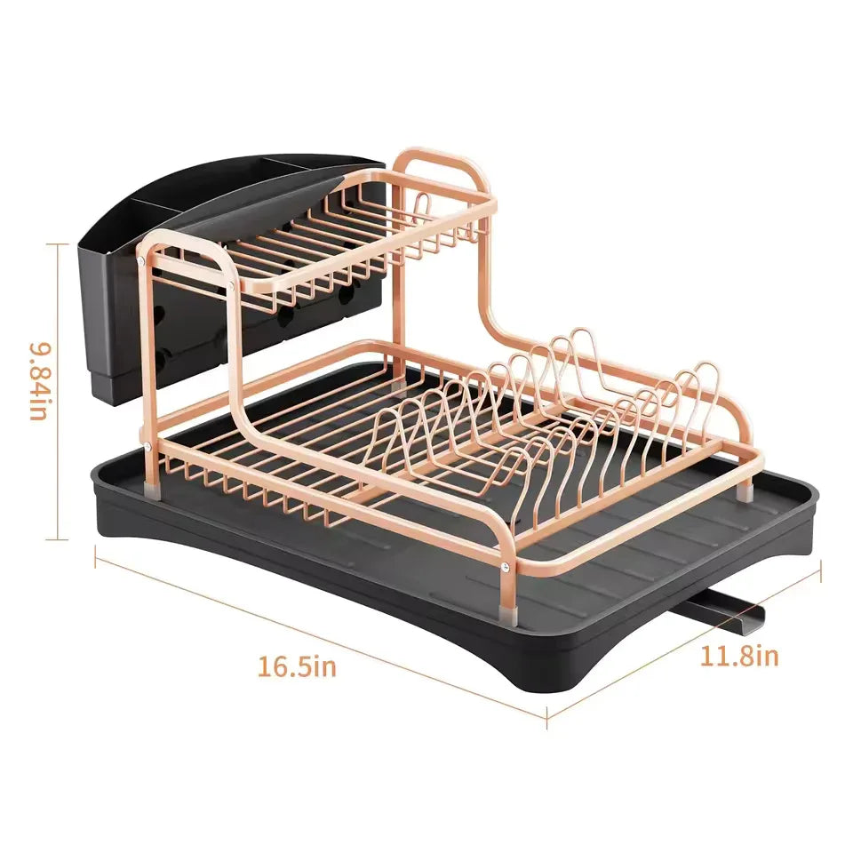 Dish Drying Rack with Cutlery Holder – Rose Gold - Clarify.pk