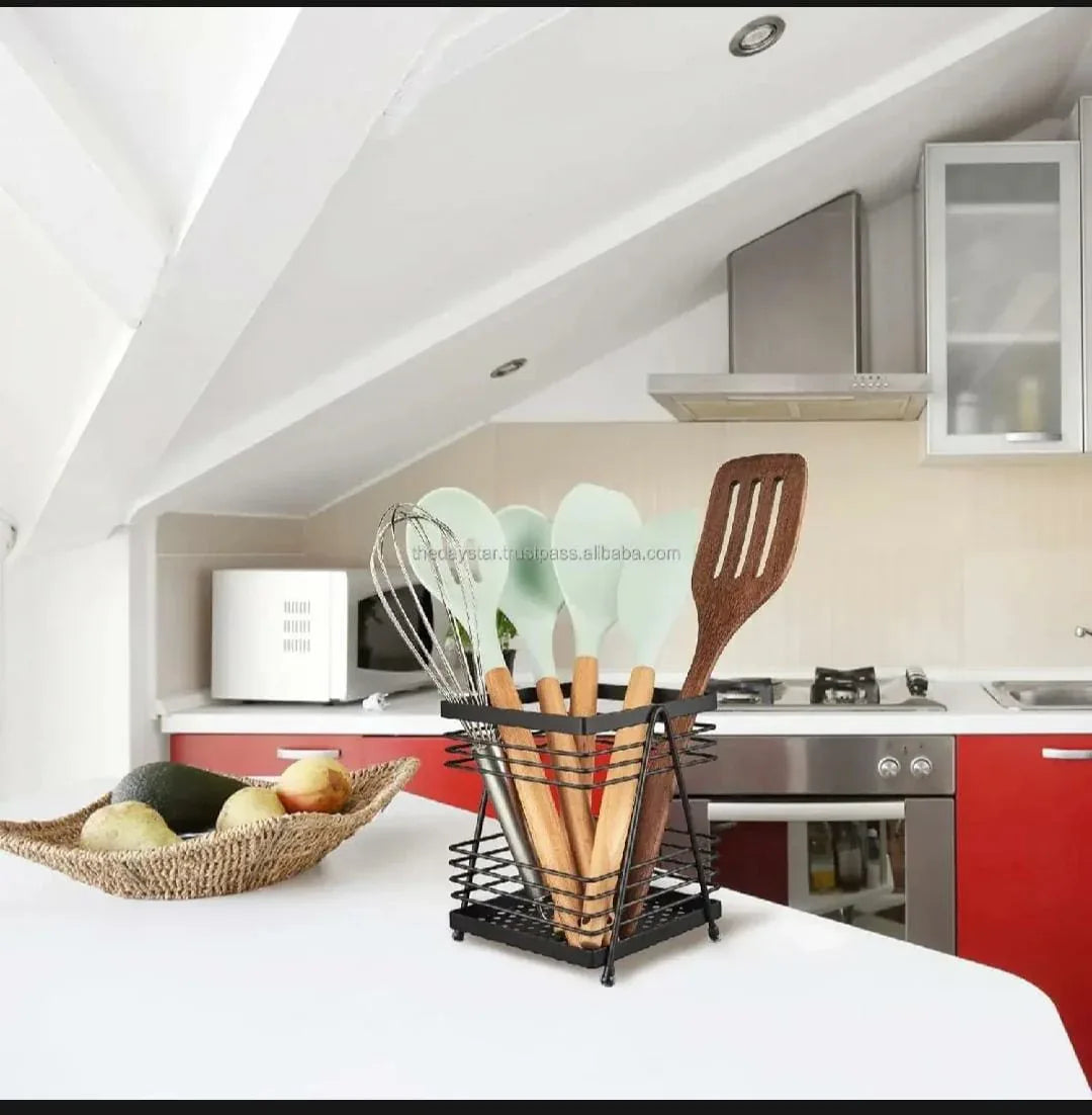 Metal Spoon Holder – Stylish Kitchen Utensil Stand - Clarify.pk