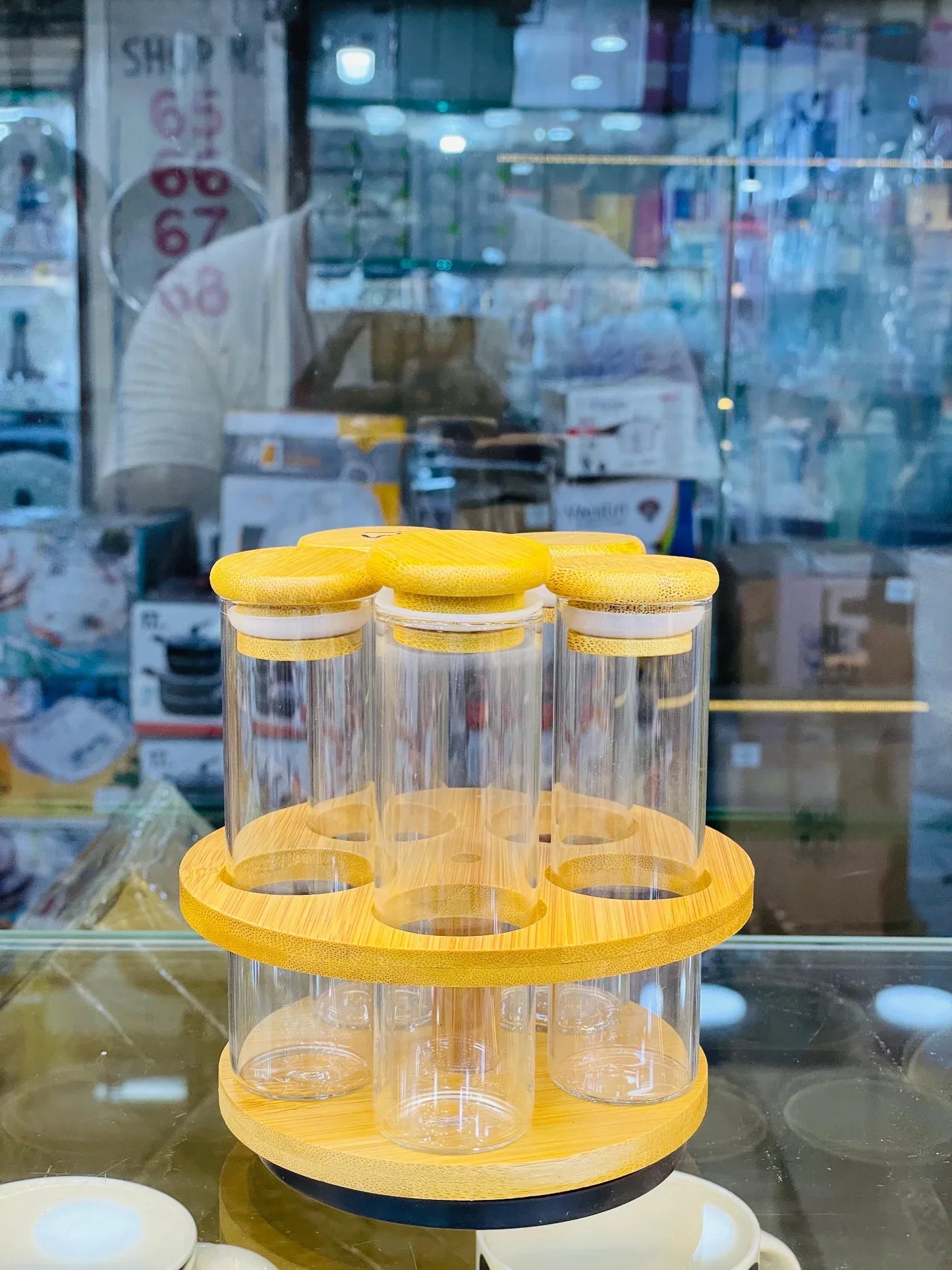 Luxury Bamboo Revolving Spice Set - Clarify.pk