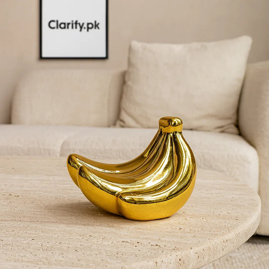 Luxury Golden Banana Ornament – Modern Ceramic Home Decoration (Small) - Clarify.pk