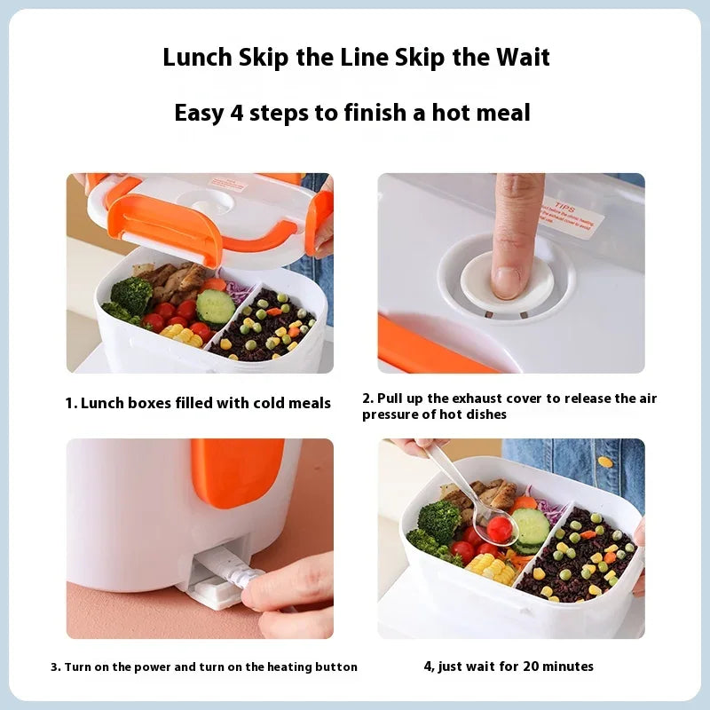 Electric Heated Lunch Box with Portable Handle - Clarify.pk