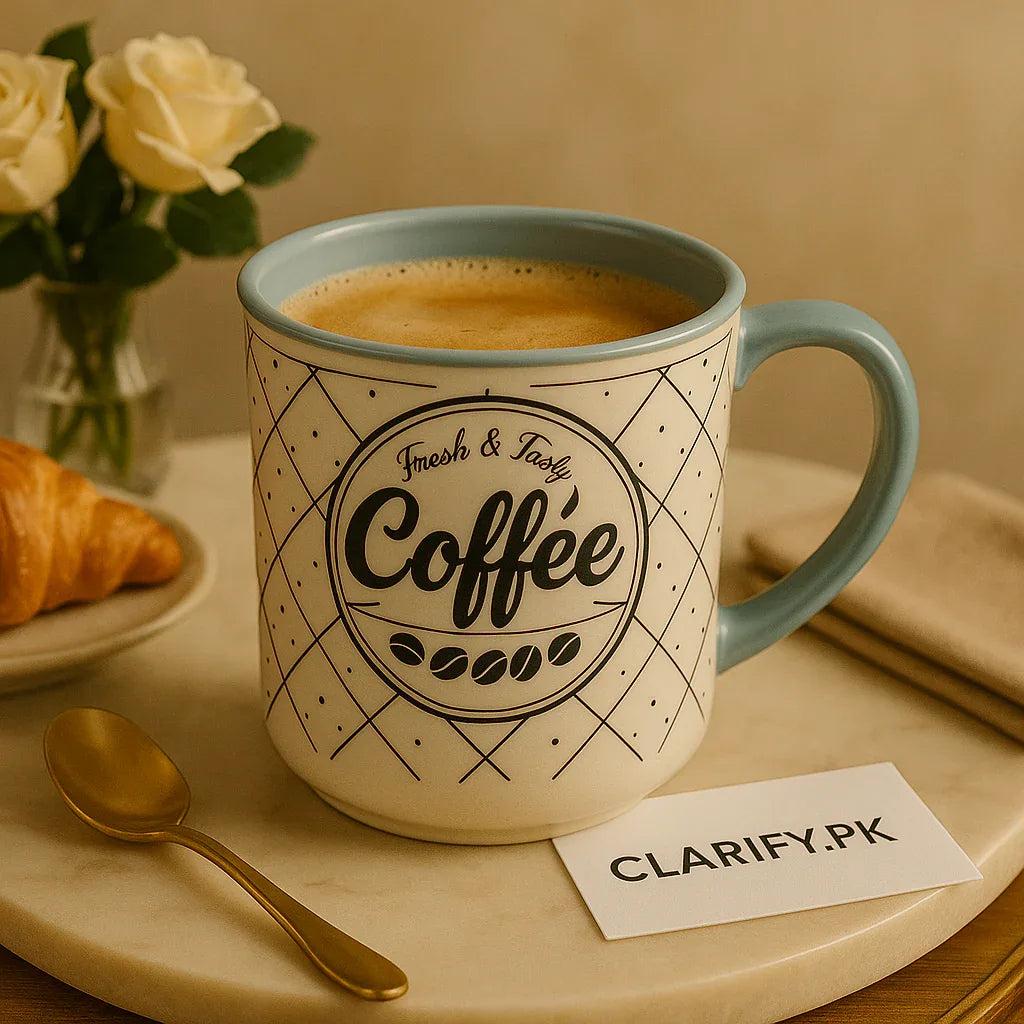 Parisian Morning Coffee Mug – Elegant Ceramic Cup with Luxe Design - Clarify.pk
