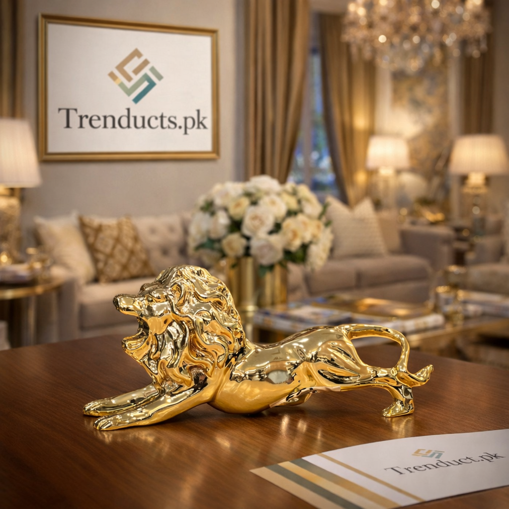 Regal Lion Porcelain Showpiece – Handcrafted Majesty ZZ