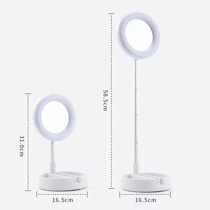 Foldable Selfie Stick with Ring Light - Adjustable & Portable - Clarify.pk