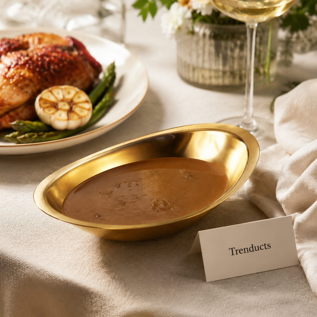 Golden Gravy Serving Bowl Centerpiece