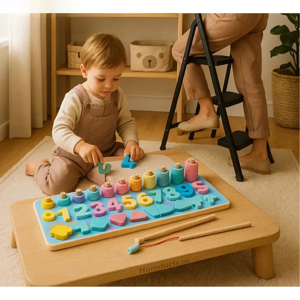 5-in-1 Wooden Number Puzzle for Kids - Clarify.pk