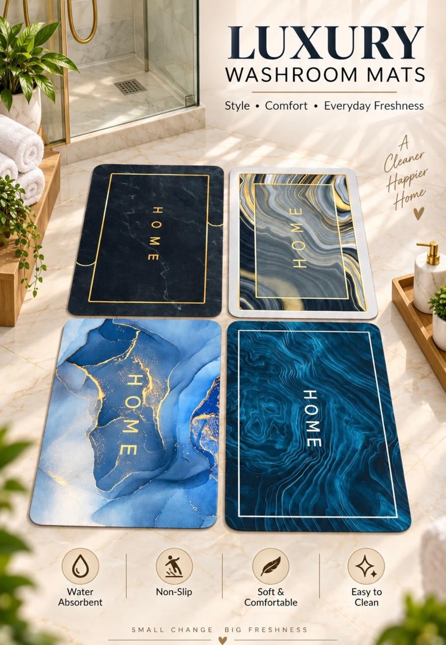 Luxury HOME Print Washroom Mat (Random Design)