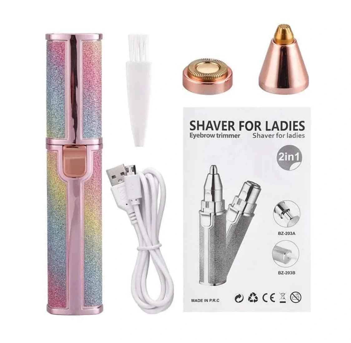 Glitter Eyebrow Trimmer 2 in 1 Rechargeable - Precision Hair Removal Tool - Clarify.pk