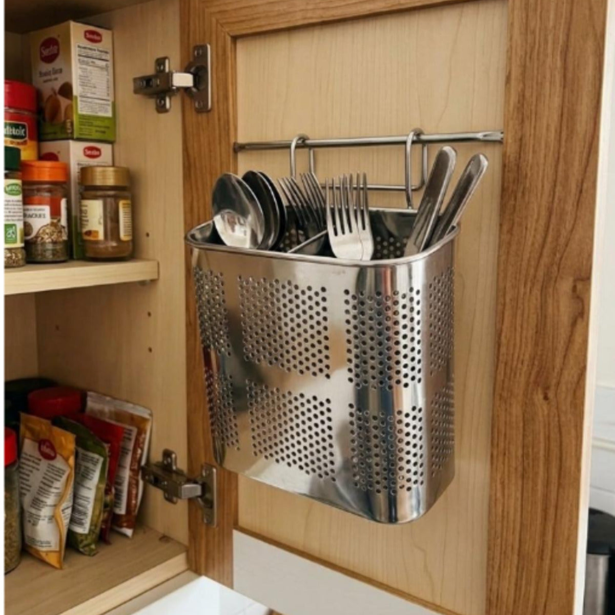 Cabinet-Hanging Steel Cutlery Holder