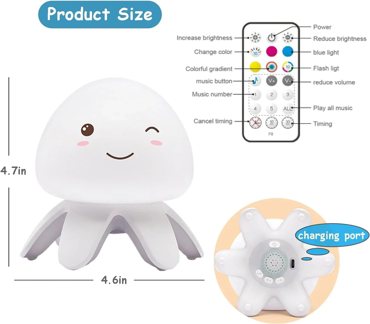 Jellyfish Night Light with Remote & Music - Clarify.pk