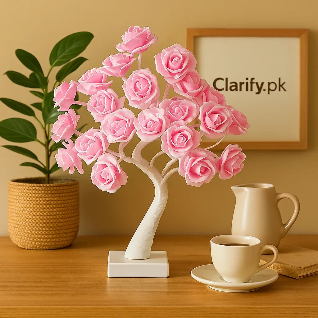 LED Rose Flower Lamp with Elegant Pink Blooms - Clarify.pk