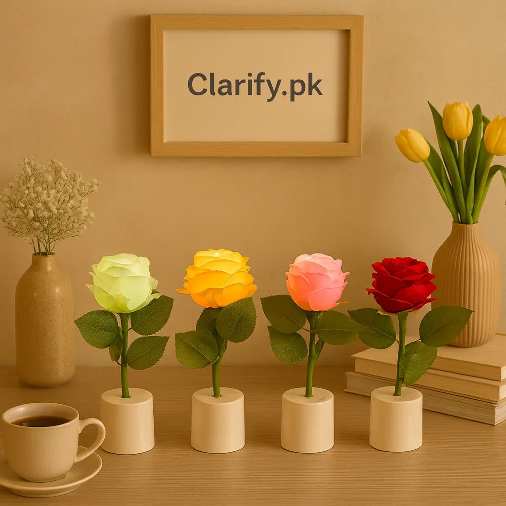 LED Rose Lamp - Colorful Soft Glow Decor - Clarify.pk