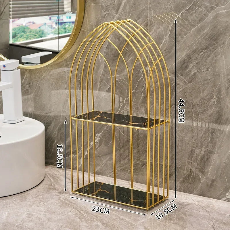 Luxury Gold Storage Rack for Bathroom Shelves - Clarify.pk