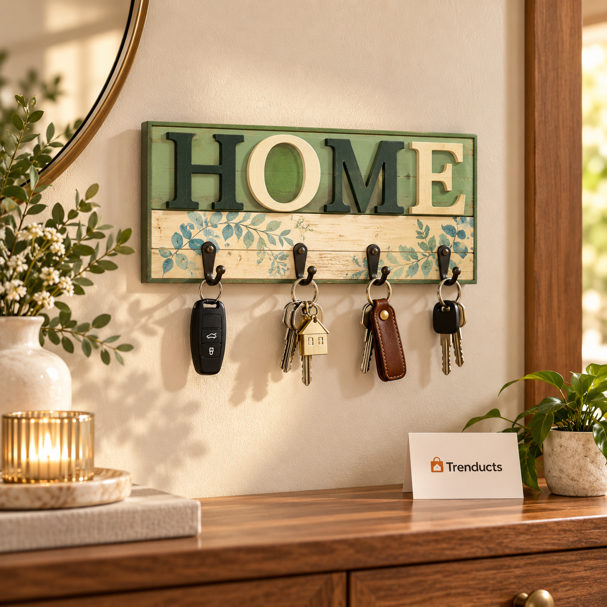 HOME Shelf Style Wooden Wall Key Holder