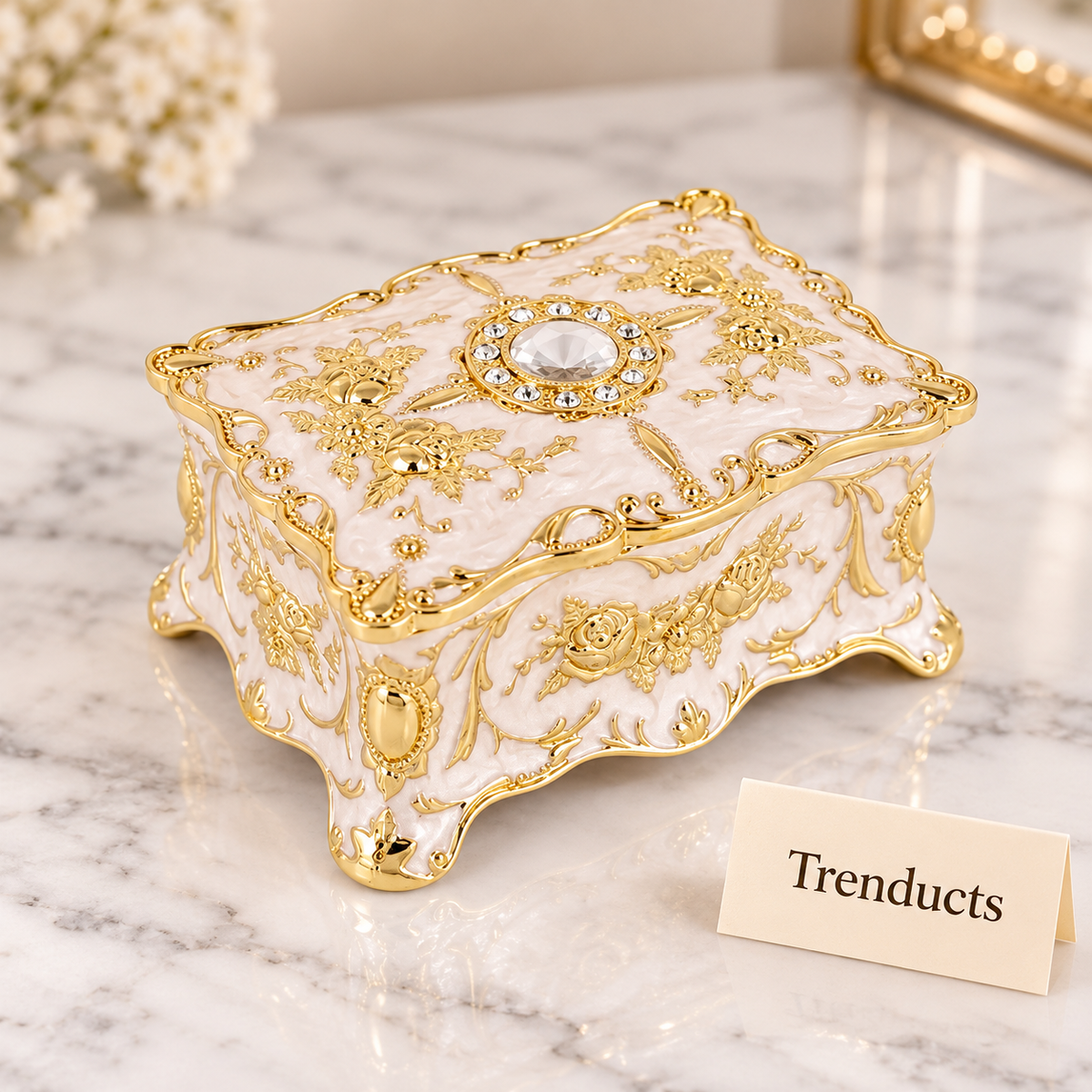 Jewellery Box - Fancy Floral Vintage Metal Mini Box