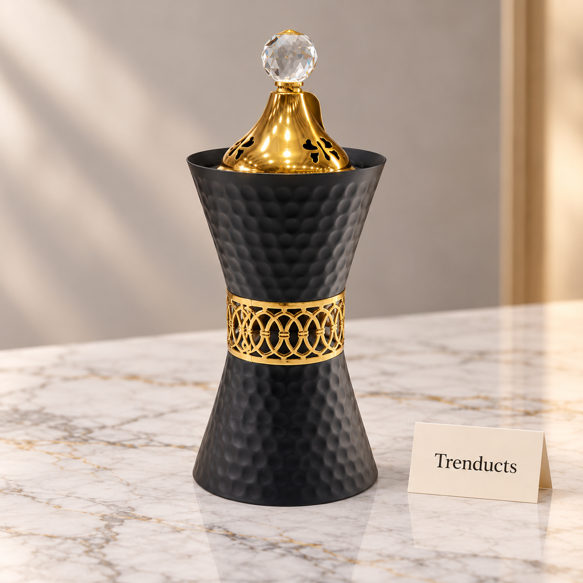 Electric Bakhoor Burner - Black Hourglass Gold Band