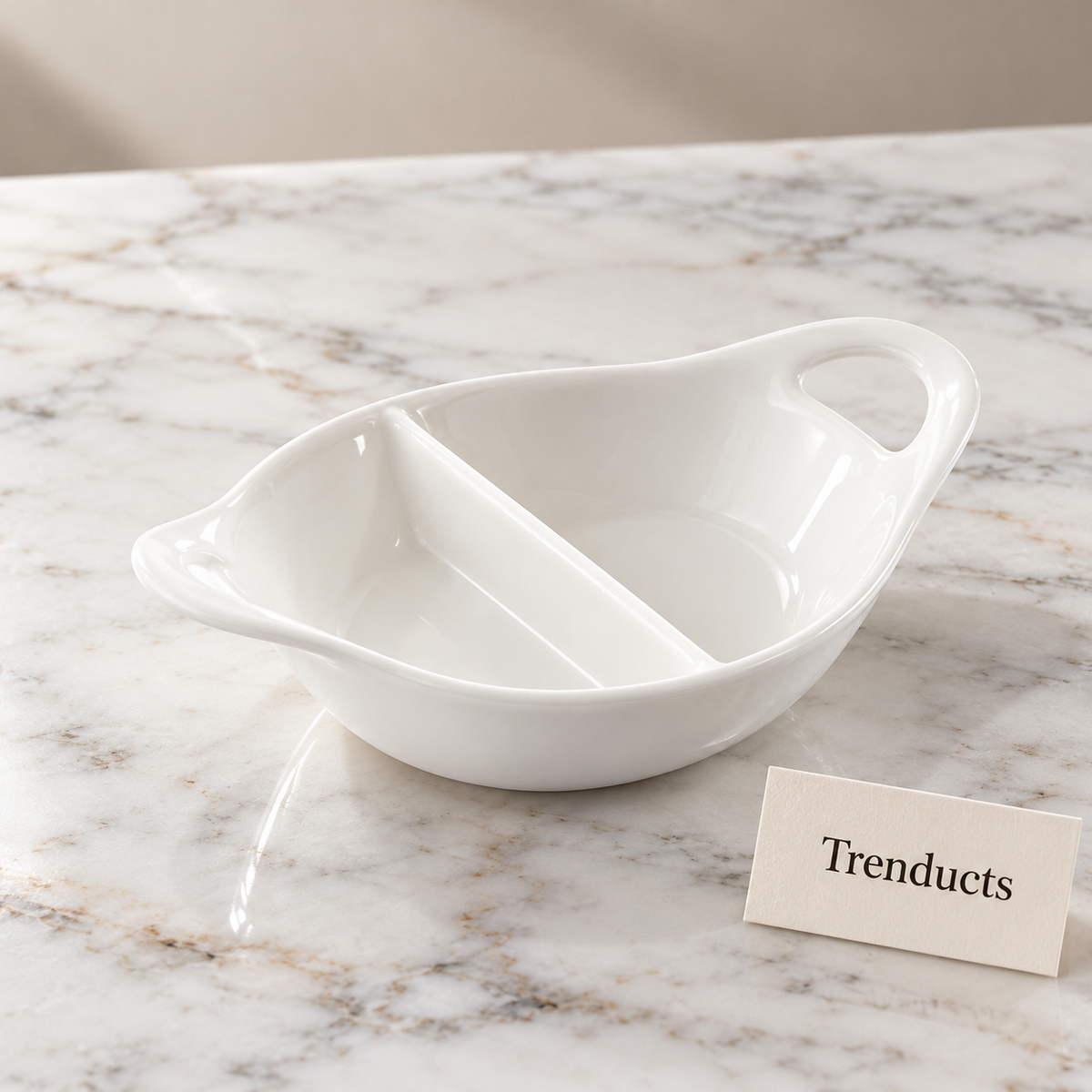Symphony Handled Divided Dip Bowl 15.5 cm - White