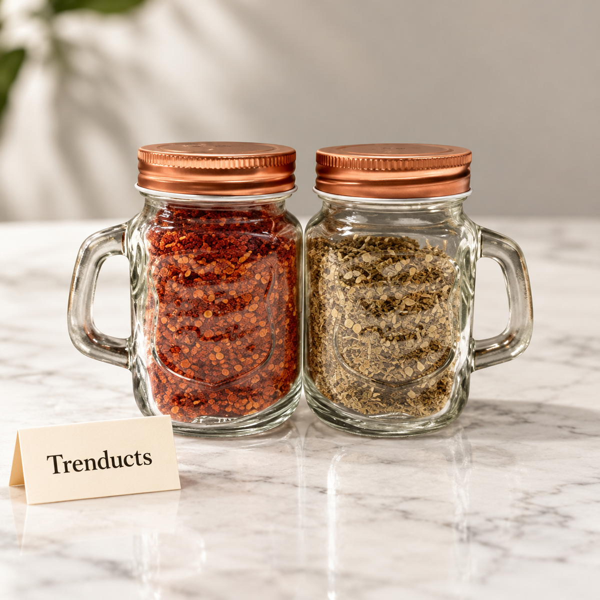 Danny Home Glass Castor Set - 2 Pcs 120ml Copper Lids