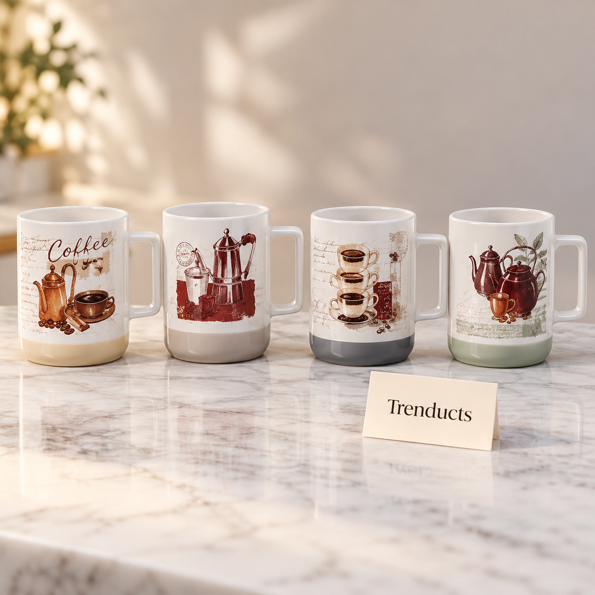 Coffee Art Mug 420 ml - Vintage Print (Random Design)