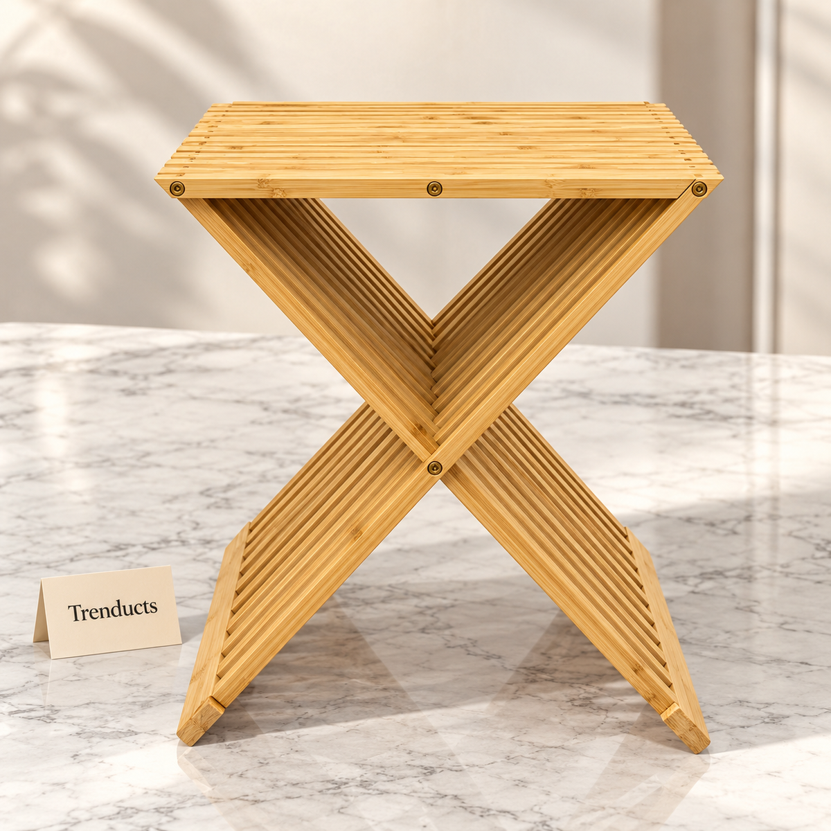 Foldable Wooden Table - Bamboo Accordion Slatted