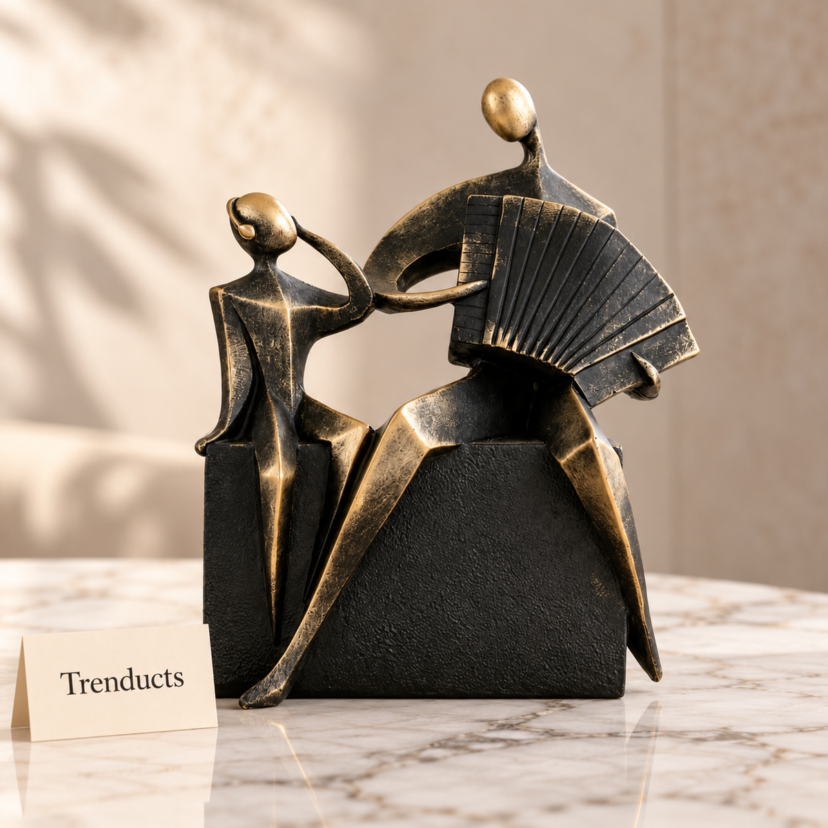 Accordion Musicians Decoration Piece - Bronze Sculpture