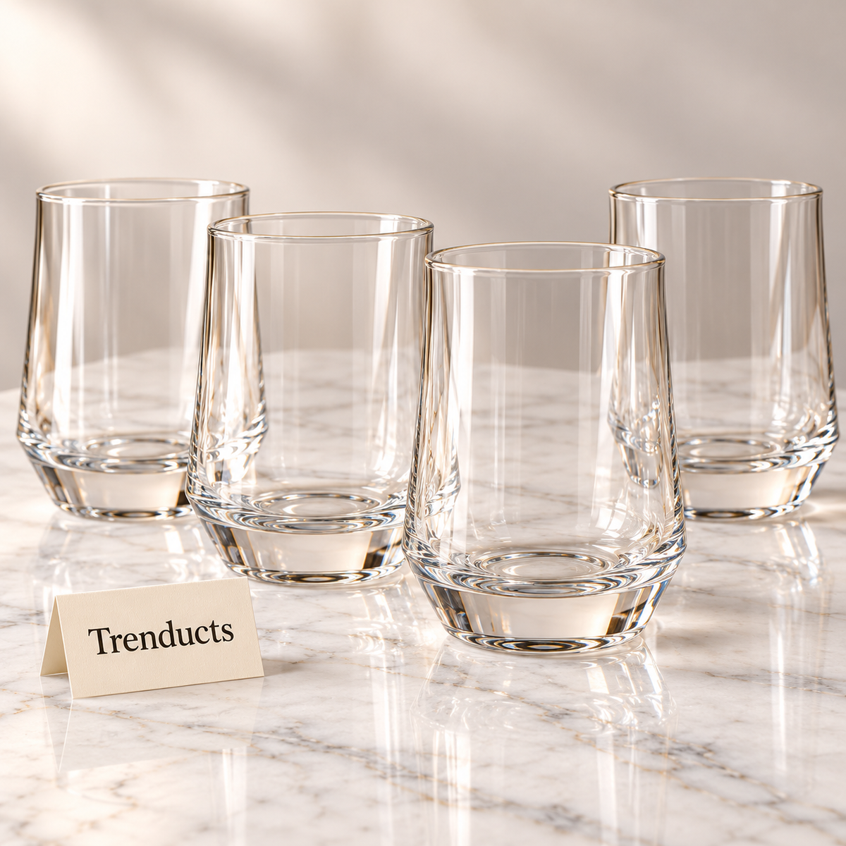 Danny Home Glass Tumbler Set - 4 Pcs 396ml Tapered
