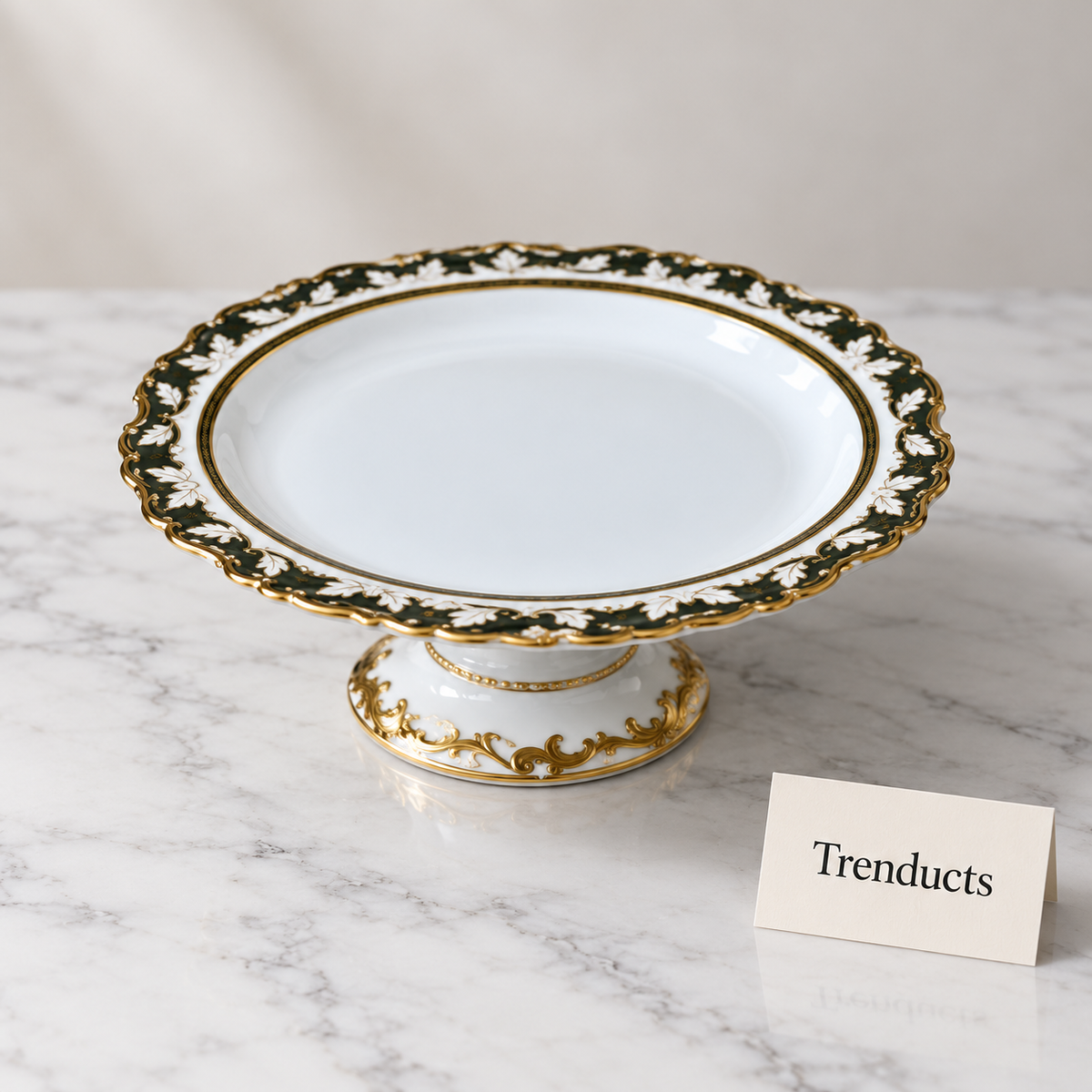 Danny Home Stand Fruit Plate - White & Gold Porcelain
