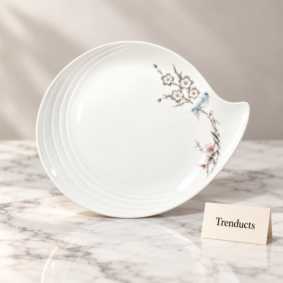 Brilliant Bird Plate 12 Inch - White with Bird Edge