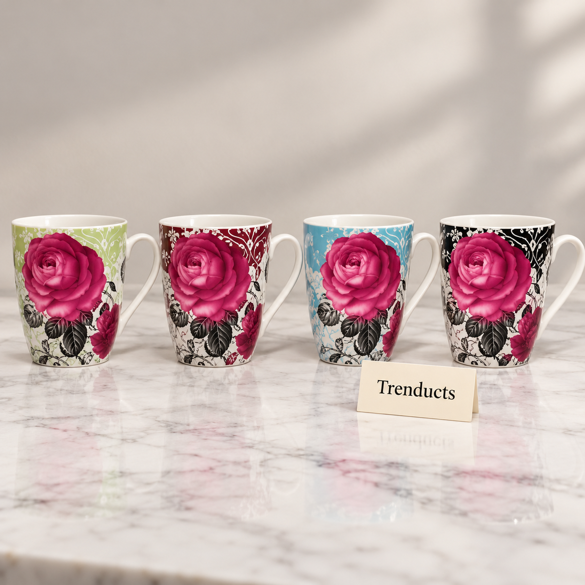 Rose Print Mug 350 ml - Magenta Floral (Random Colour)