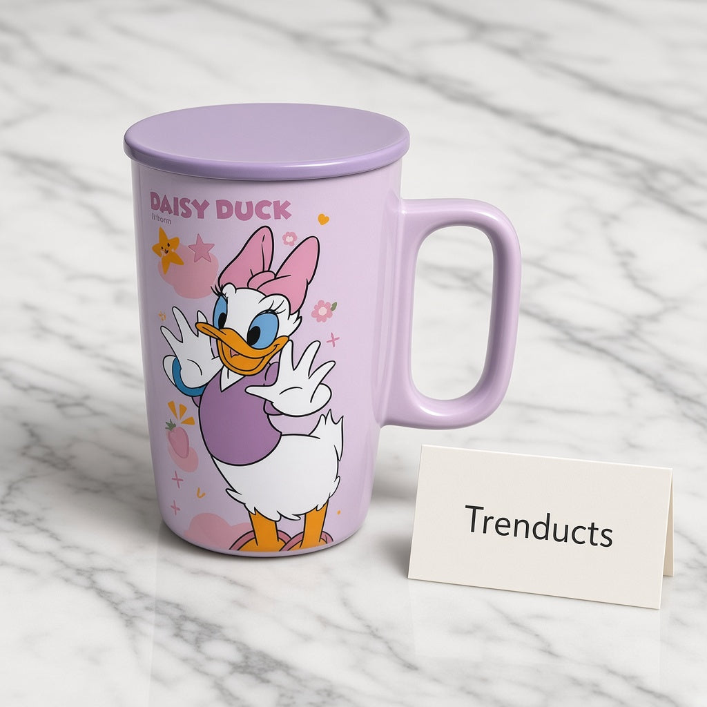 Disney Daisy Duck Ceramic Mug with Lid - Tall Lavender