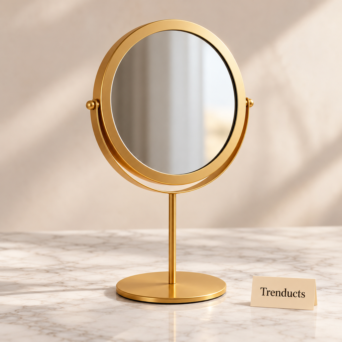 Gold Round Metal Mirror - Tabletop Vanity Mirror