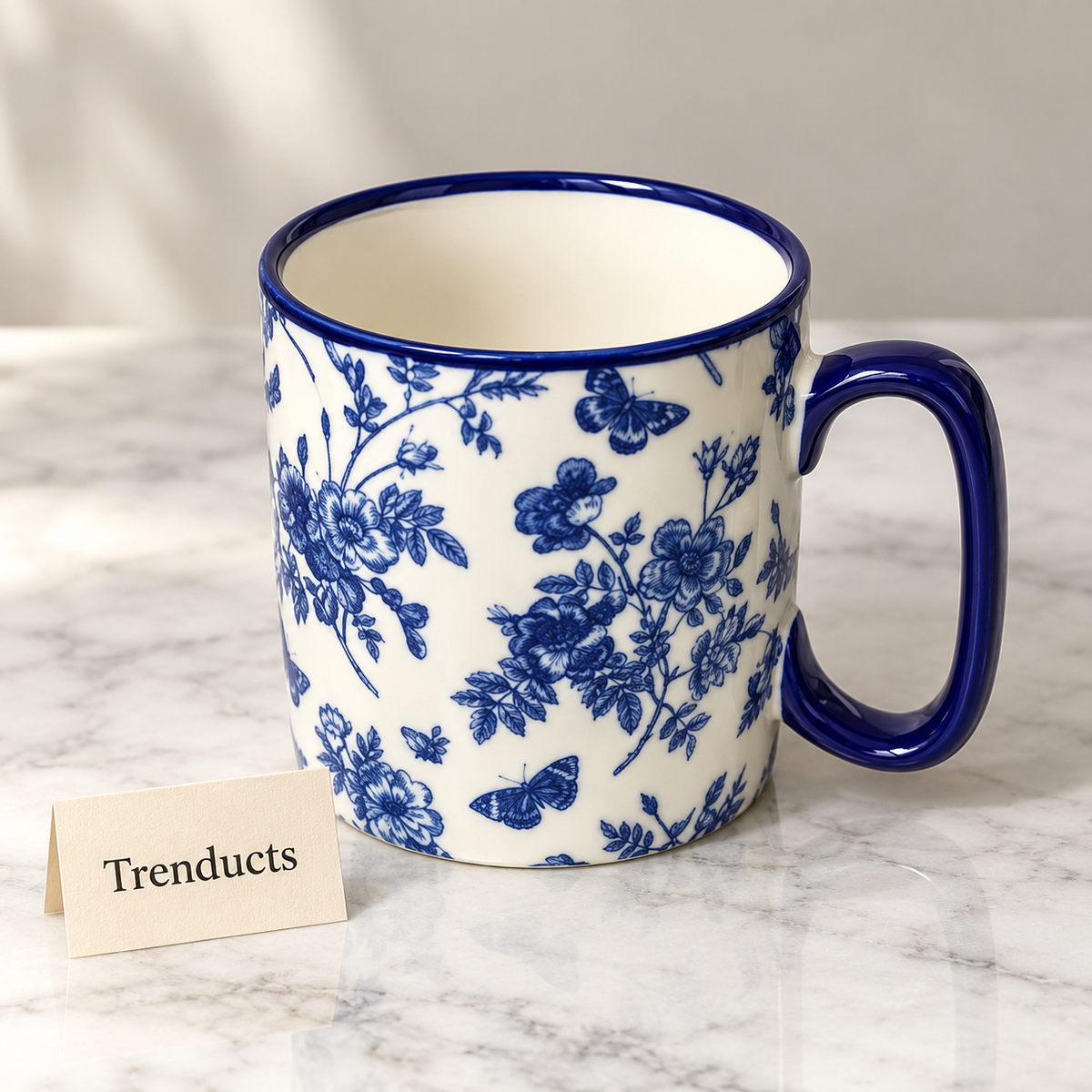 Danny Home Blue Bird Floral Mug 450ml - Porcelain