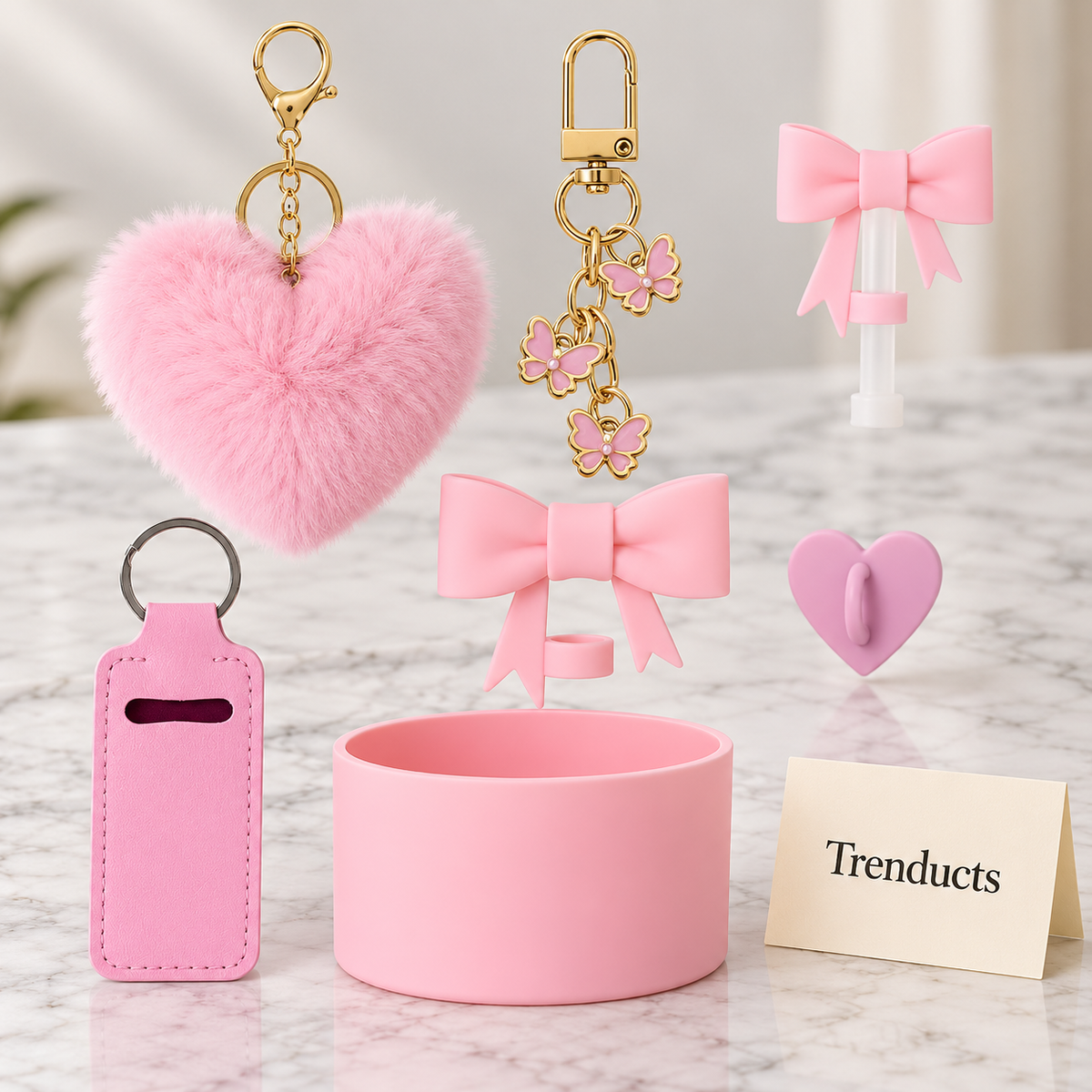 Tumbler Accessories Set - 6 Pcs Bow & Heart Charms