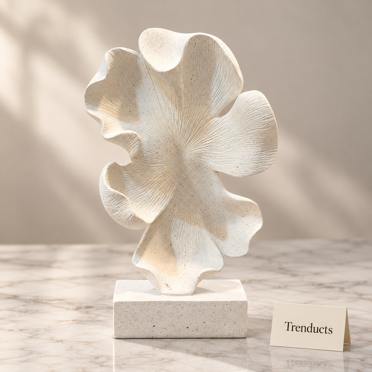 White Petal Form Tabletop Sculpture - Abstract Decor