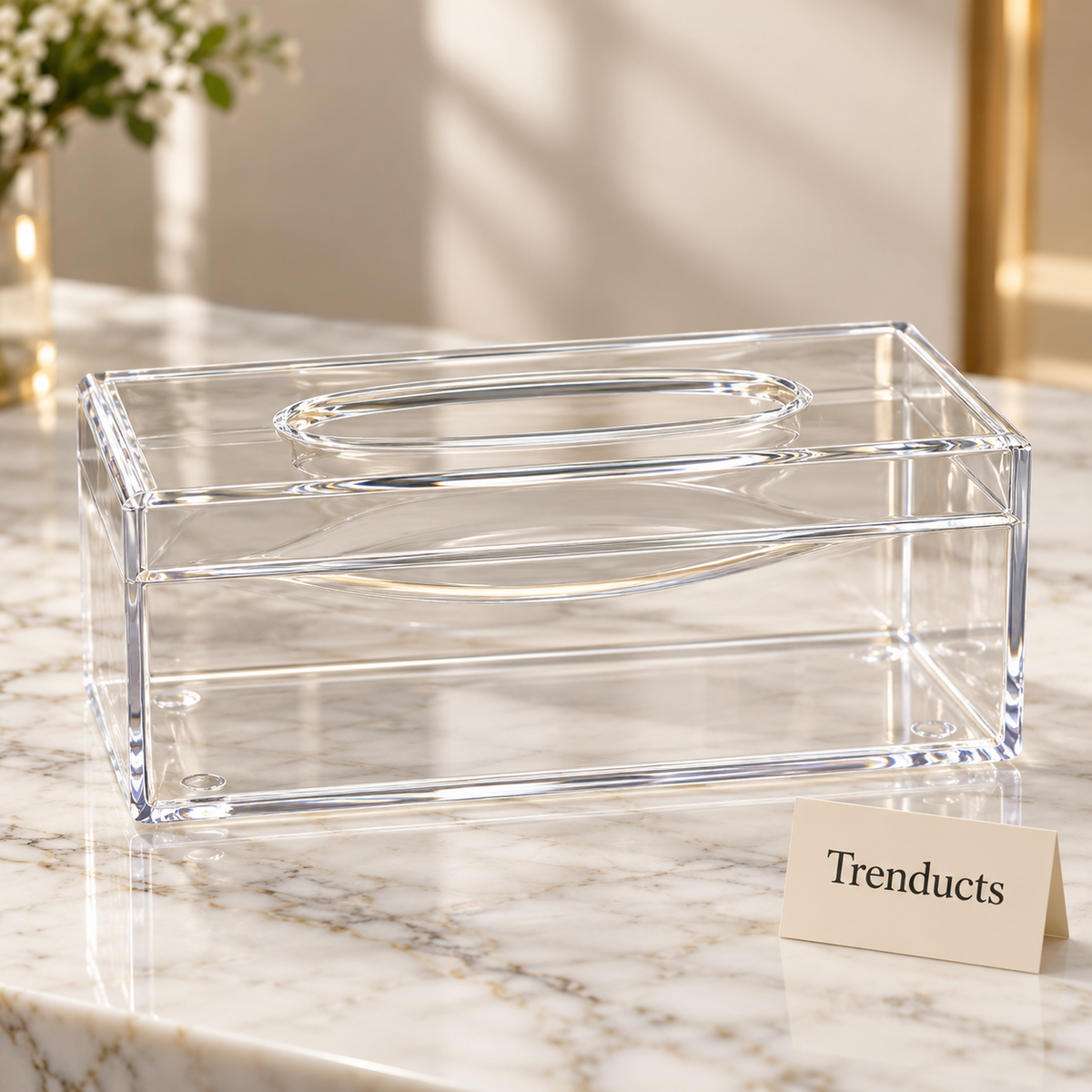 Clear Acrylic Tissue Box - Rectangular Cover
