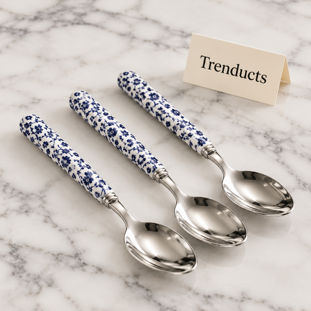 Danny Home Dinner Spoon Set - 3 Pcs Blue Floral