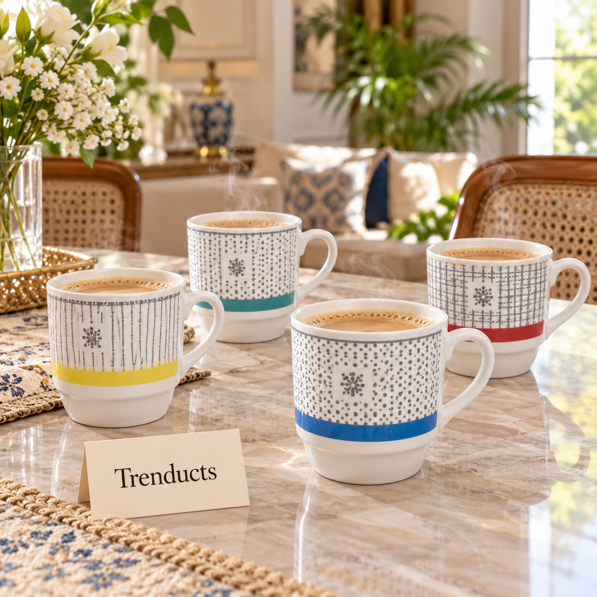 Colour Band Mug 350 ml - White Grey Pattern (Random)