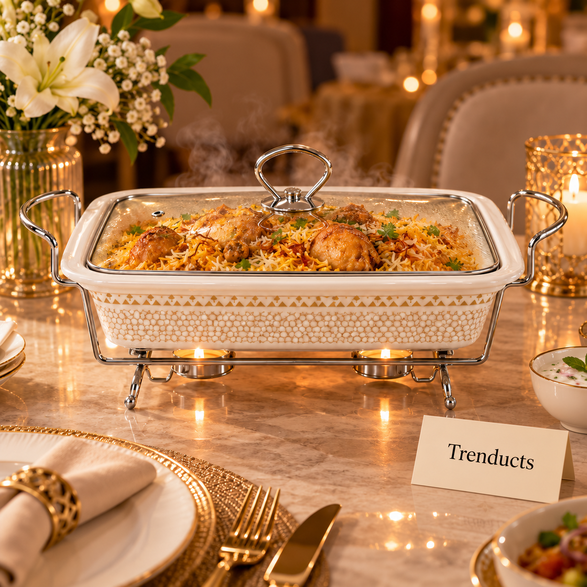 Brilliant 16.5 Inch Rectangular Dish - Silver Stand