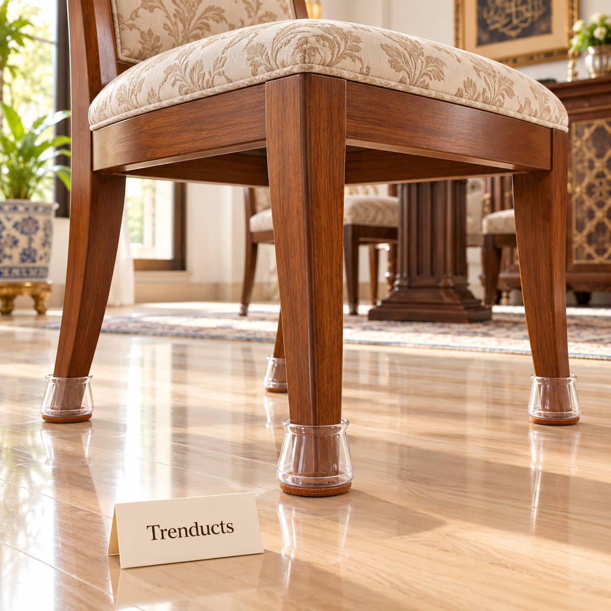 Chair Leg Covers - 4 Piece Clear Silicone with Felt Pads