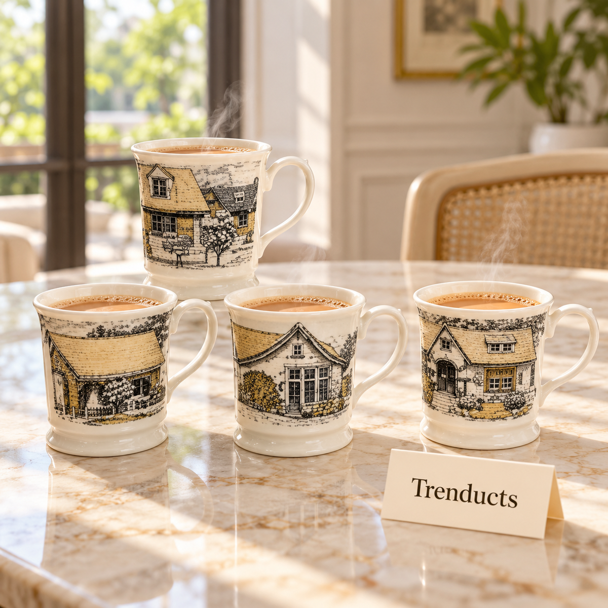 Cottage Print Mug 380 ml - Vintage House Sketch (Random)